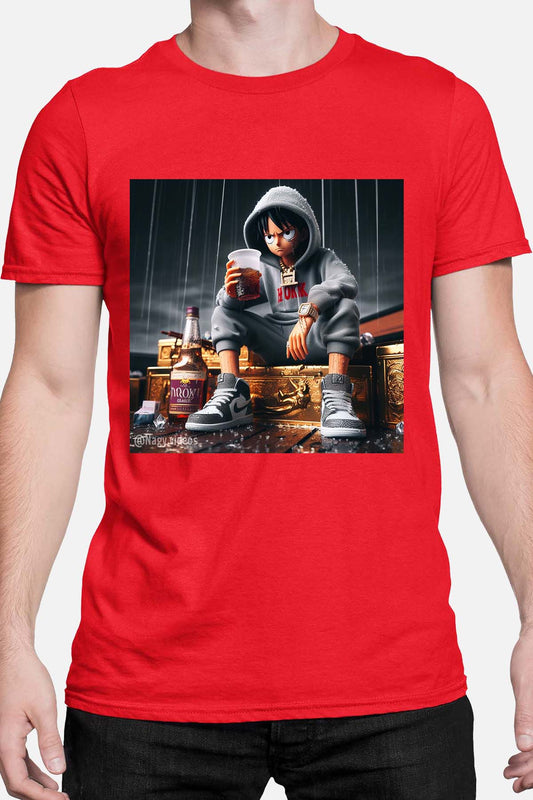 COULEUR:Rouge|T-shirt Homme | luffy tisse Rouge