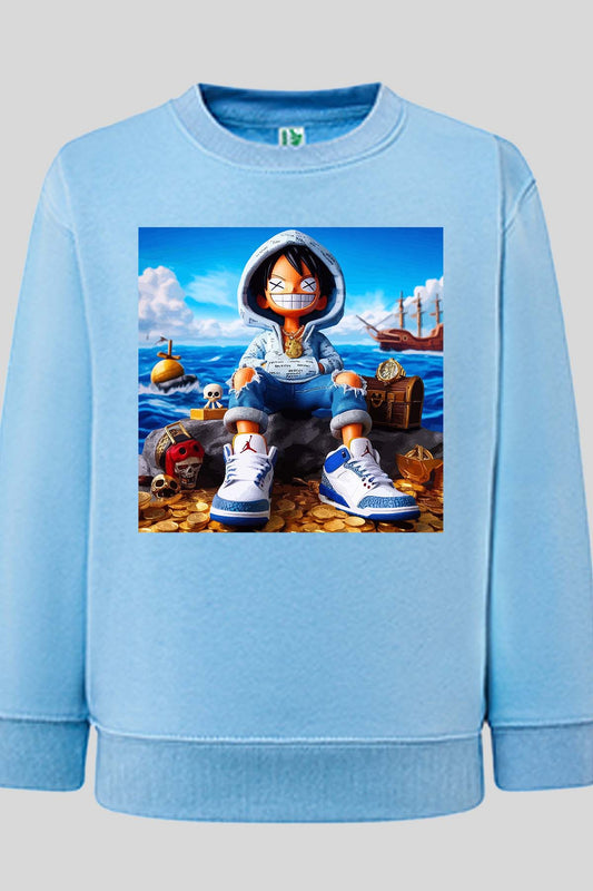 COULEUR:Bleu Ciel|Sweat Col Rond Garçon | luffy urban 2023 Bleu Ciel