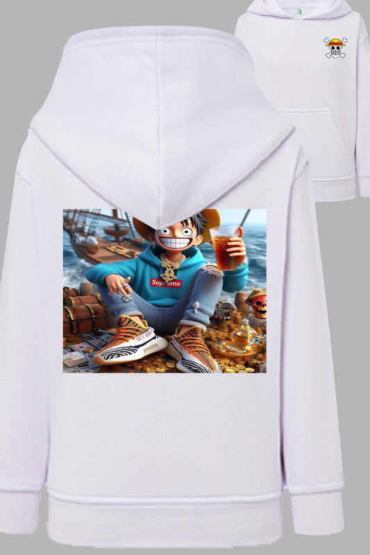 COULEUR:Blanc|Sweat Capuche Garçon | luffy urban Boisson Blanc