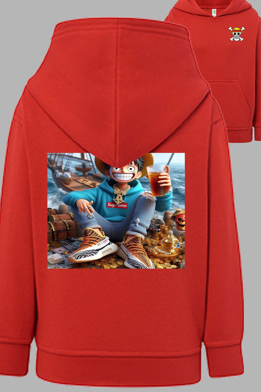 COULEUR:Rouge|Sweat Capuche Homme | luffy urban Boisson Rouge