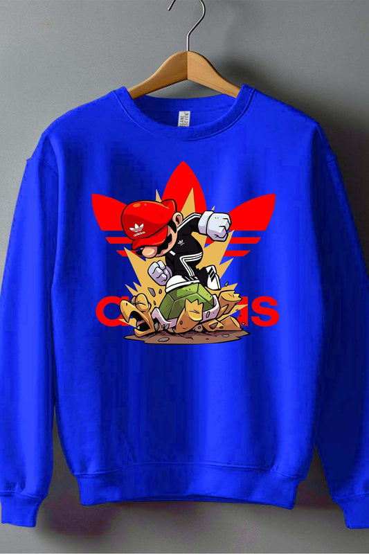 COULEUR:Bleu Roi|Sweat Col Rond Garçon | mario adid Bleu Roi