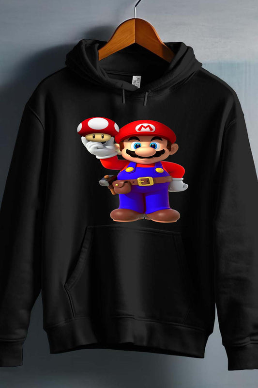 COULEUR:Noir|Sweat Capuche Garçon | mario champignon Noir