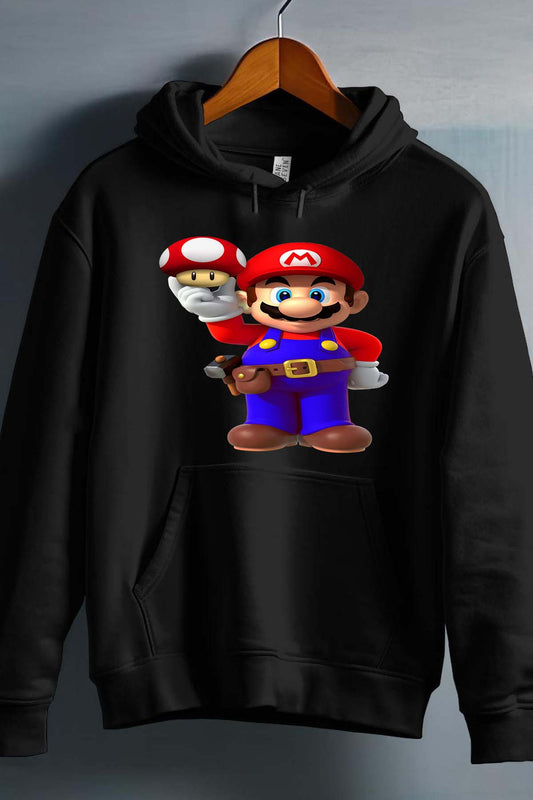 COULEUR:Noir|Sweat Capuche Homme | mario champignon Noir