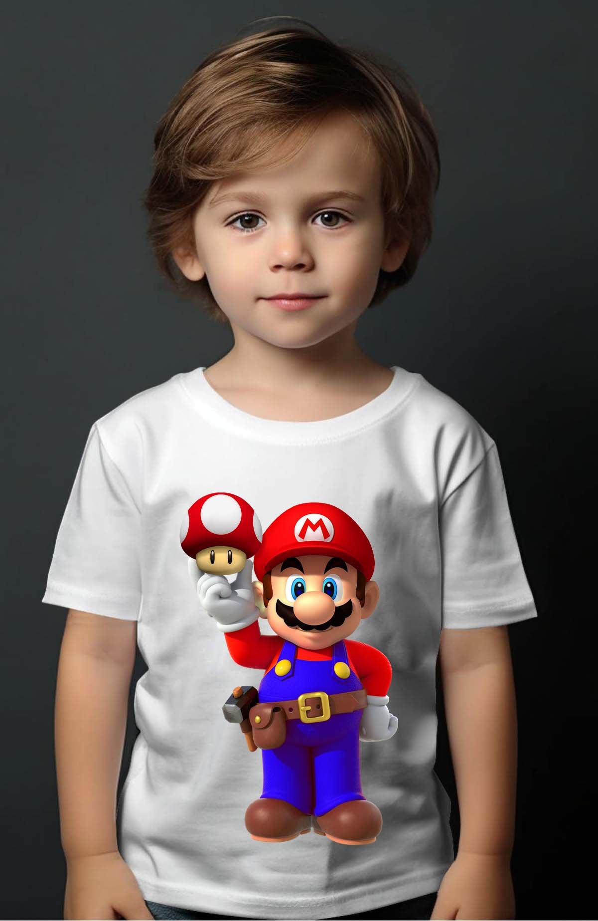 COULEUR:Blanc|T-shirt Garçon | mario champignon Blanc