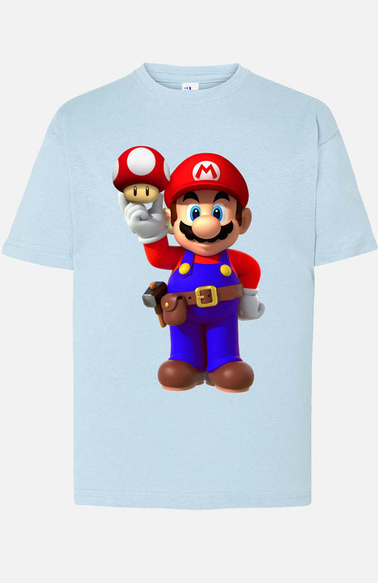 COULEUR:Bleu Ciel|T-shirt Garçon | mario champignon Bleu Ciel
