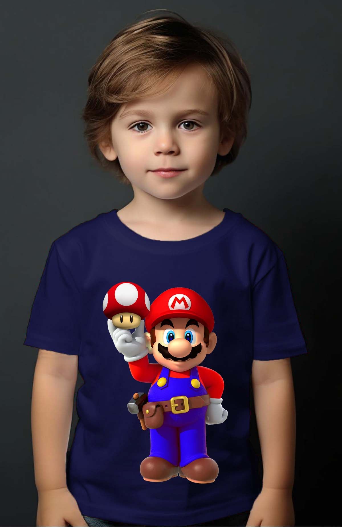 COULEUR:Marine|T-shirt Garçon | mario champignon Marine
