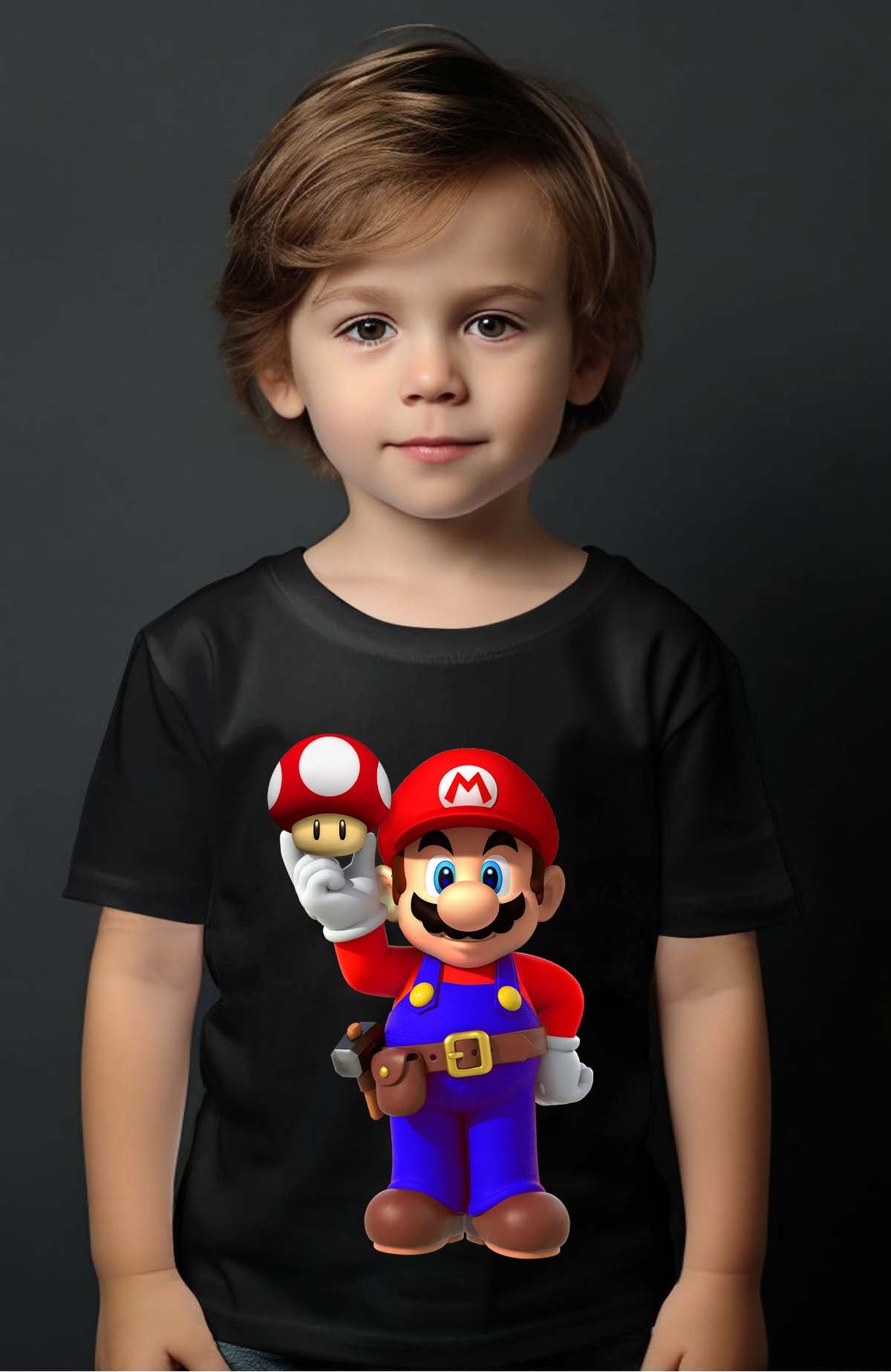 COULEUR:Noir|T-shirt Garçon | mario champignon Noir