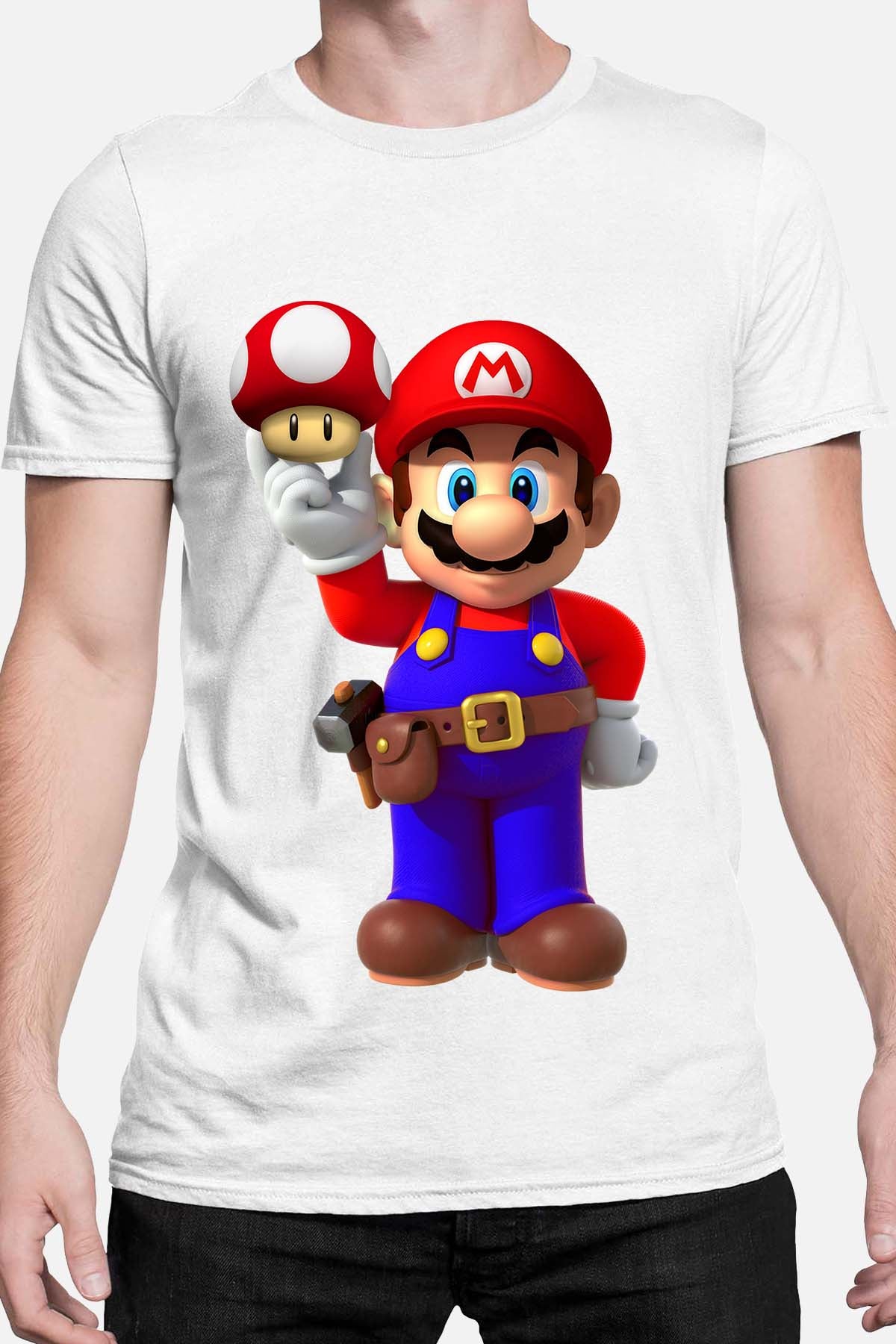 COULEUR:Blanc|T-shirt Homme | mario champignon Blanc
