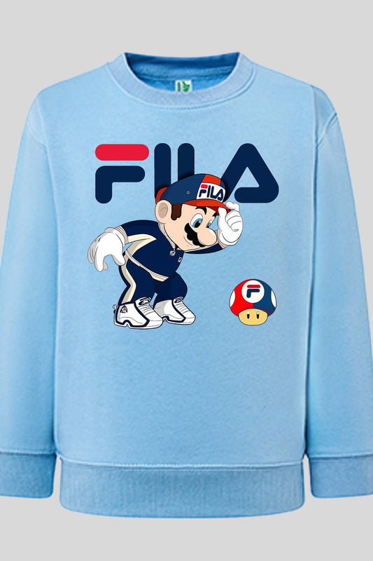 COULEUR:Bleu Ciel|Sweat Col Rond Garçon | mario fila Bleu Ciel