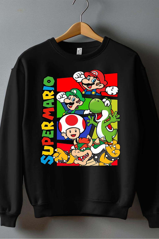 COULEUR:Noir|Sweat Col Rond Garçon | mario friends Noir