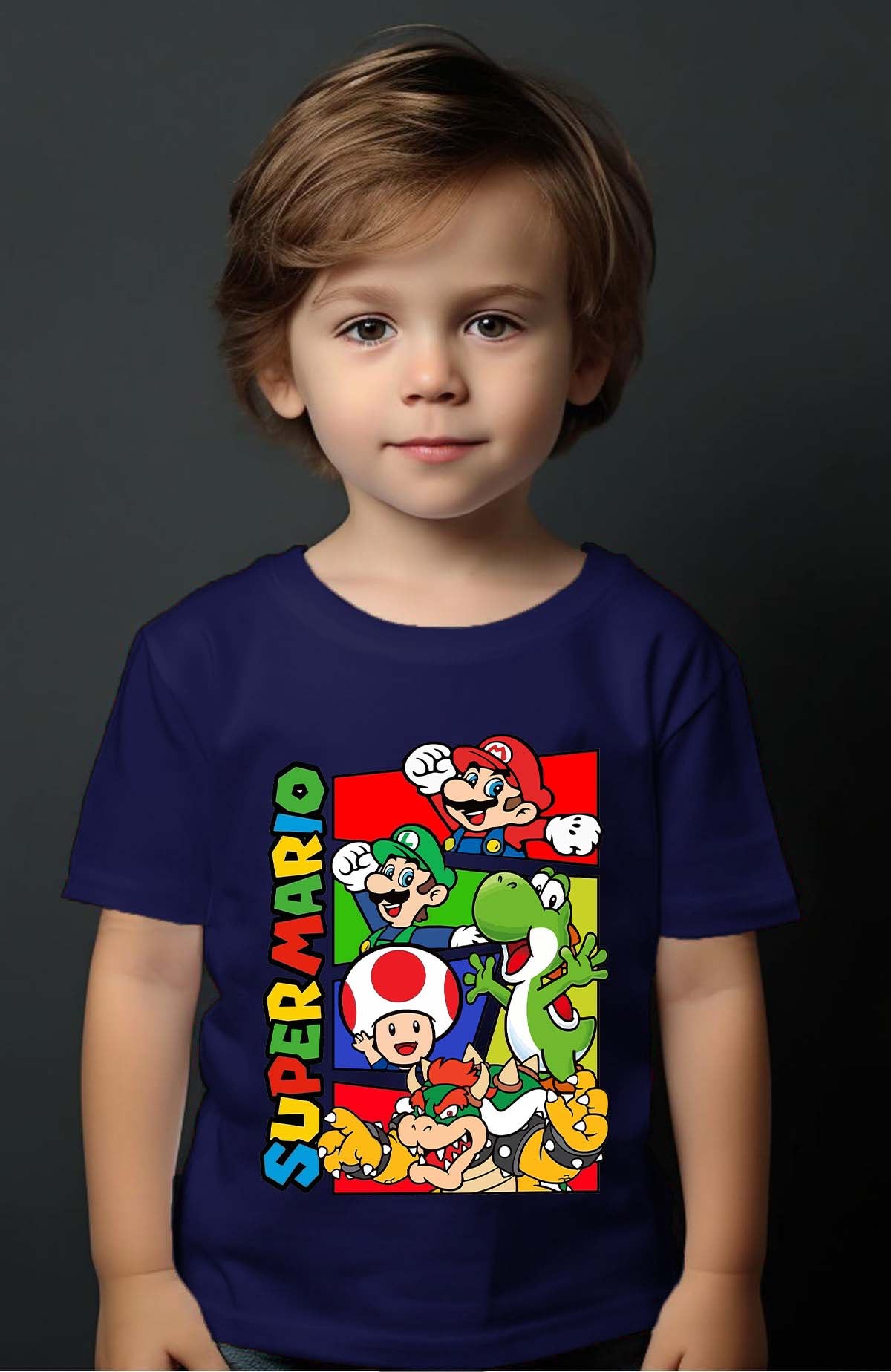 COULEUR:Marine|T-shirt Garçon | mario friends Marine