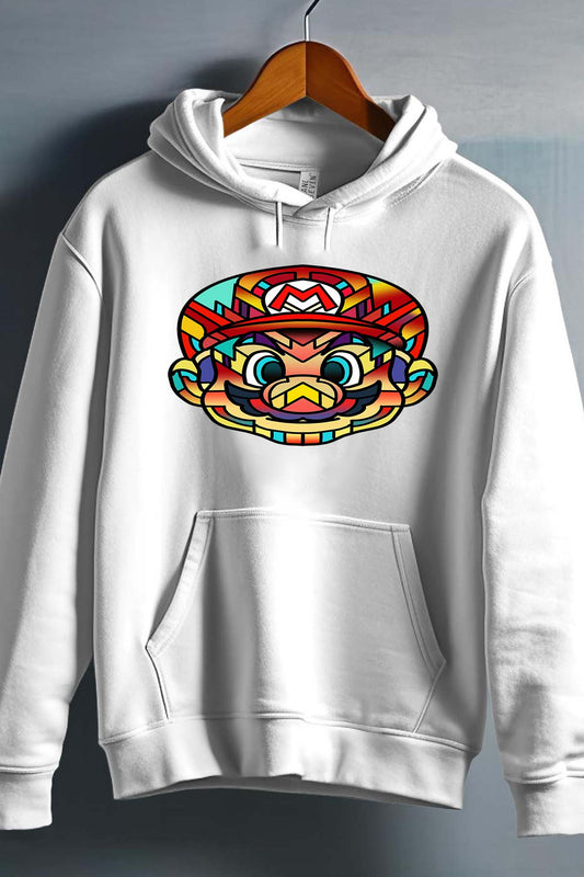 COULEUR:Blanc|Sweat Capuche Garçon | mario mozaic Blanc