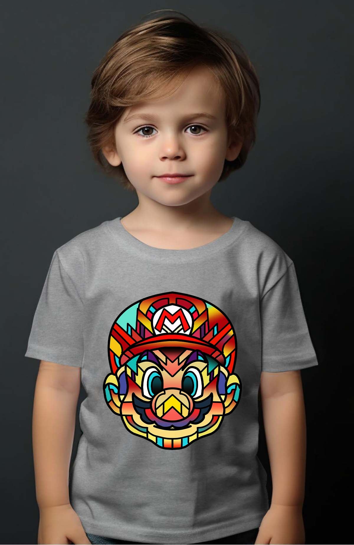 COULEUR:Gris|T-shirt Garçon | mario mozaic Gris