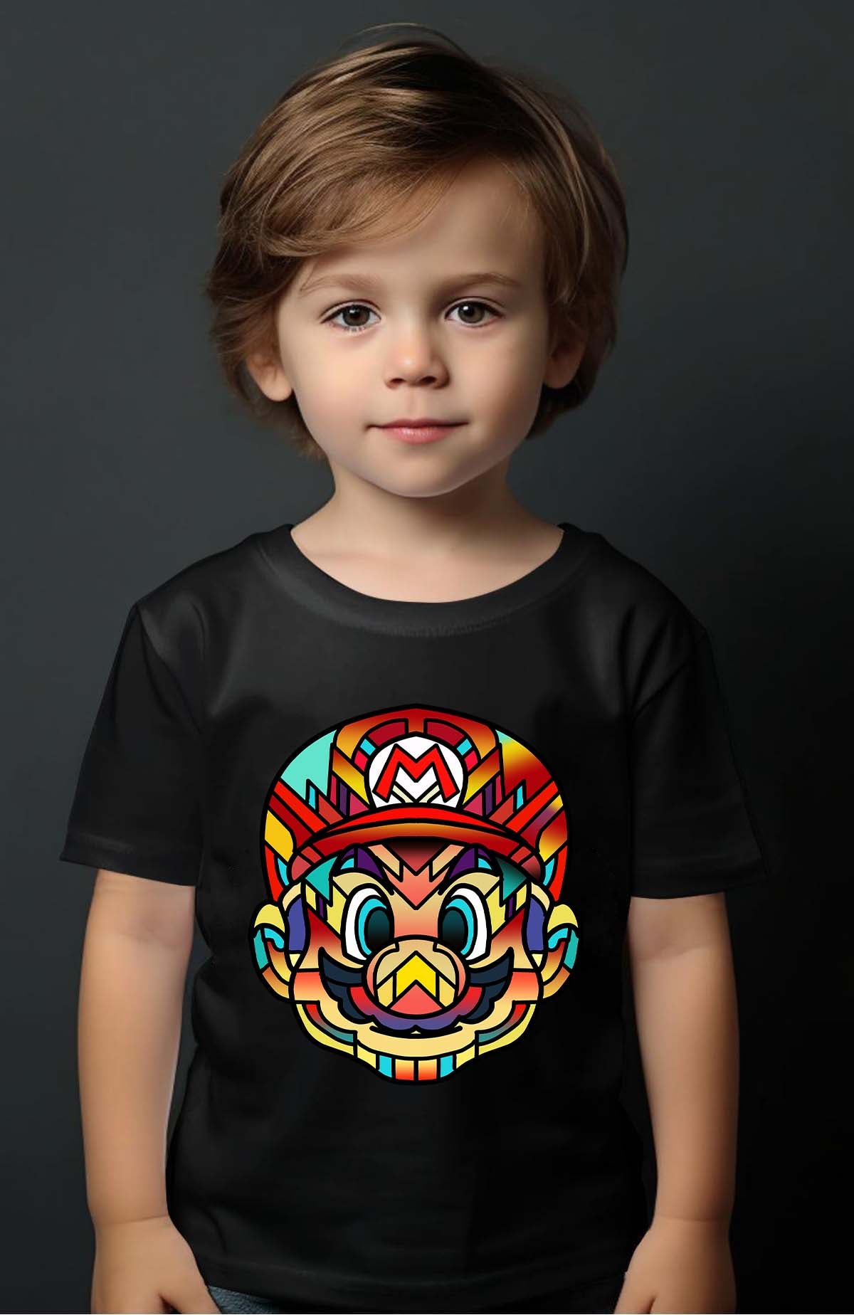 COULEUR:Noir|T-shirt Garçon | mario mozaic Noir
