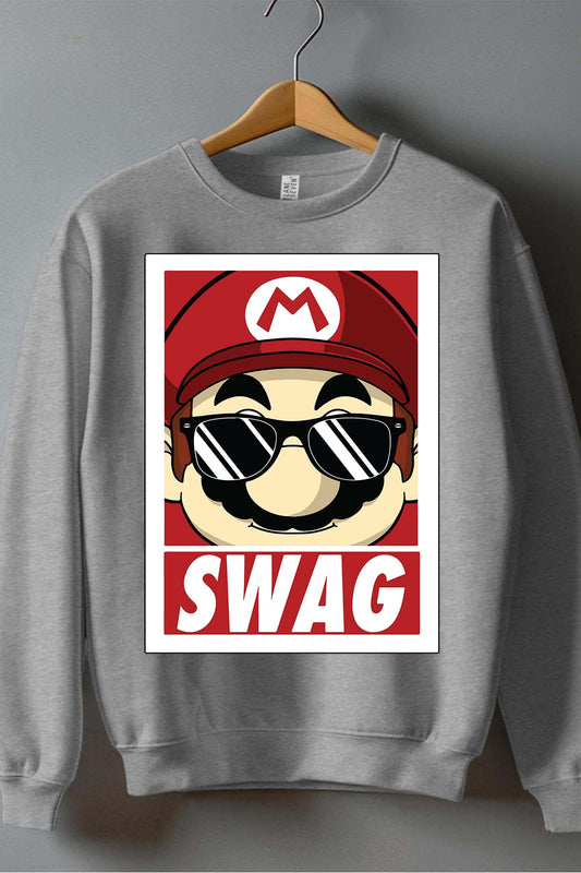 COULEUR:Gris|Sweat Col Rond Garçon | mario swag Gris