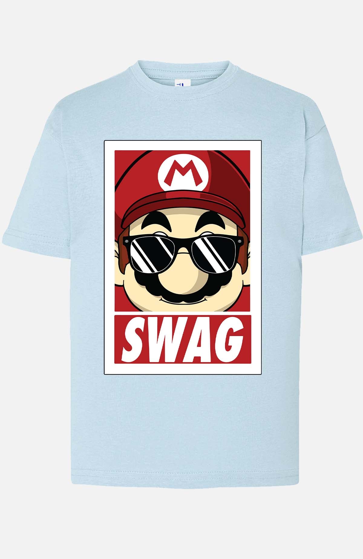 COULEUR:Bleu Ciel|T-shirt Garçon | mario swag Bleu Ciel