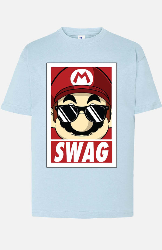 COULEUR:Bleu Ciel|T-shirt Garçon | mario swag Bleu Ciel