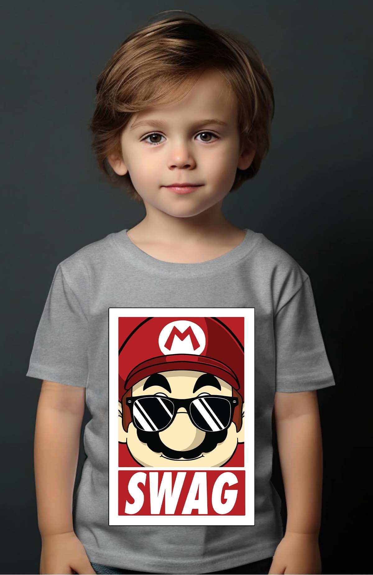 COULEUR:Gris|T-shirt Garçon | mario swag Gris