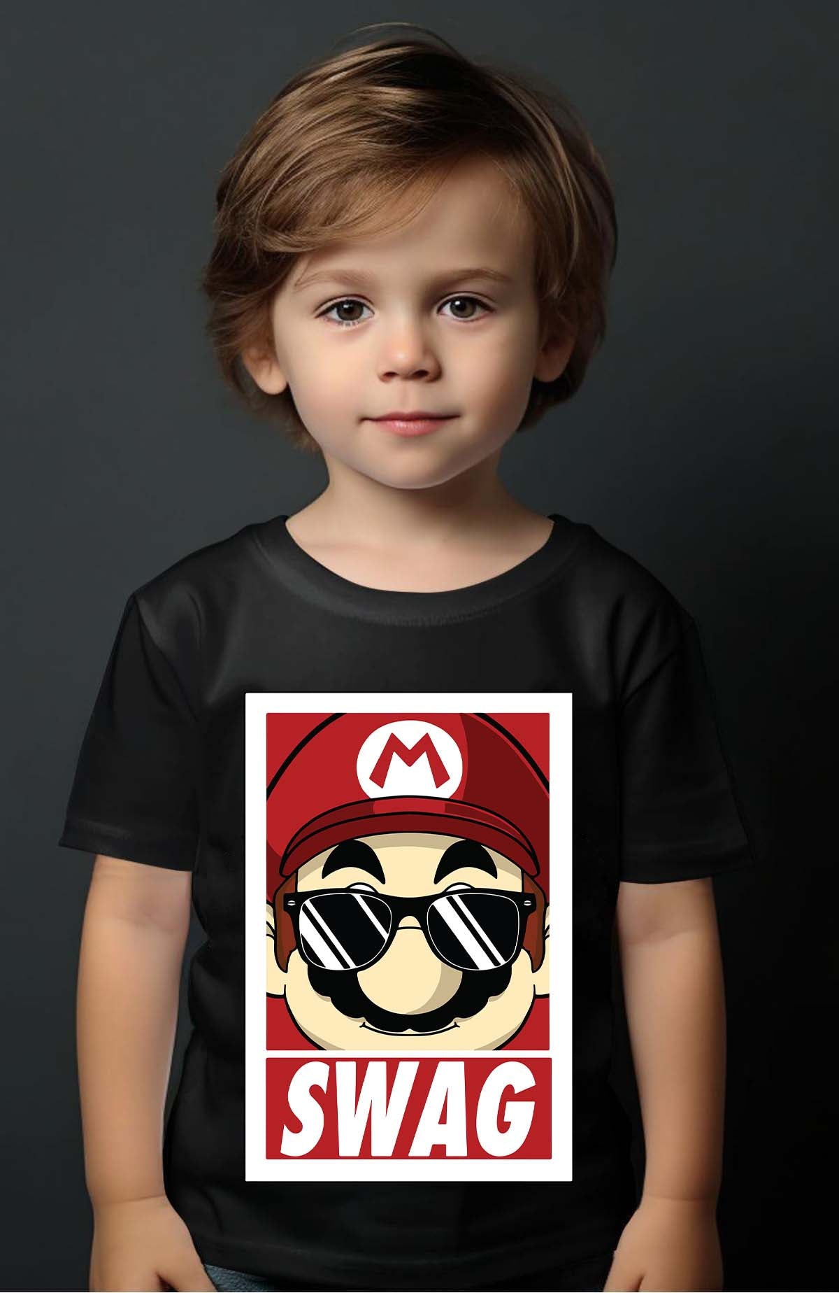 COULEUR:Noir|T-shirt Garçon | mario swag Noir