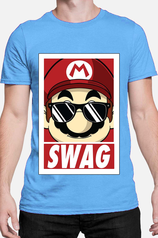 COULEUR:Bleu Ciel|T-shirt Homme | mario swag Bleu Ciel