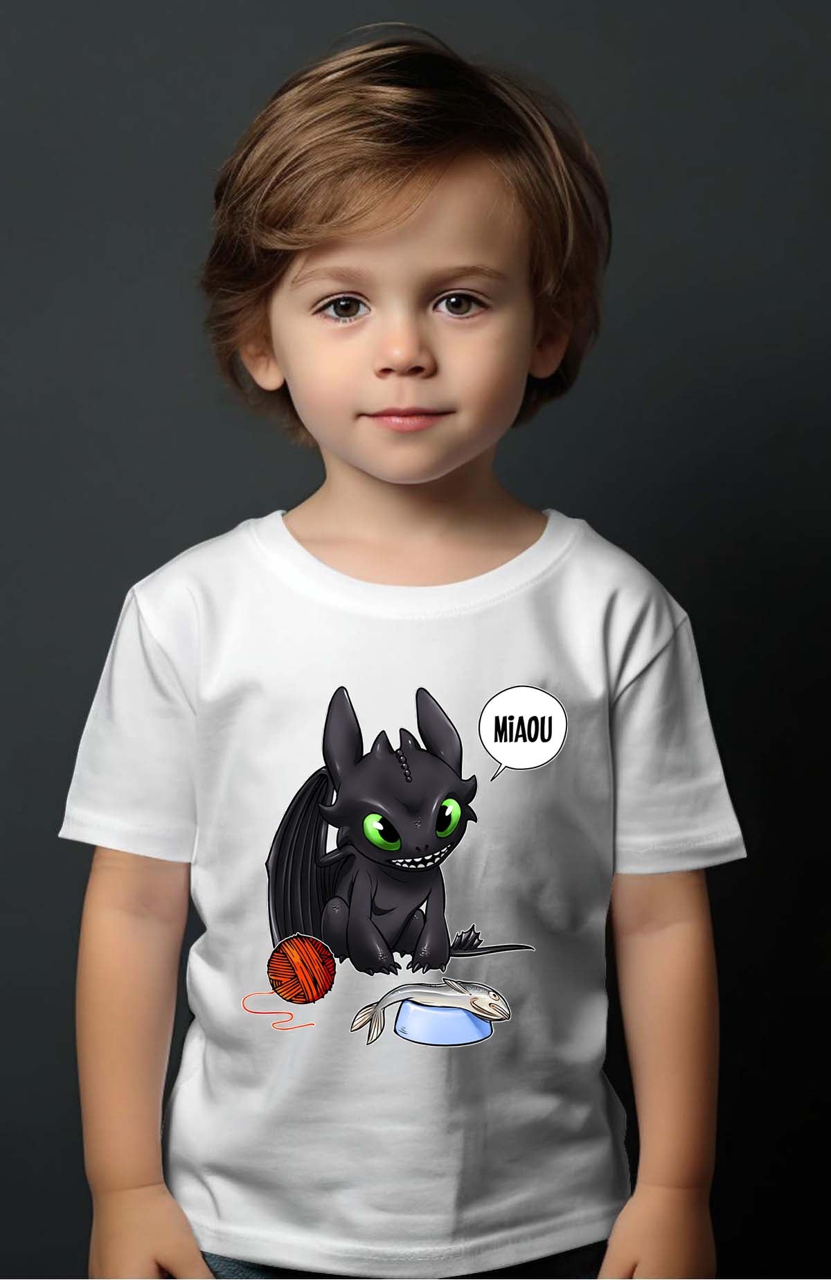 COULEUR:Blanc|T-shirt Garçon | miaou pokemon Blanc