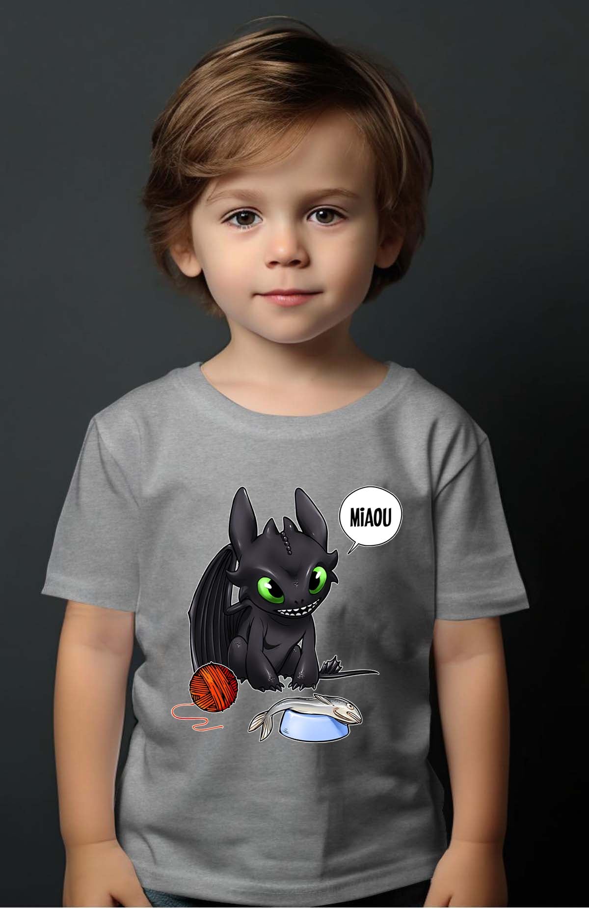 COULEUR:Gris|T-shirt Garçon | miaou pokemon Gris