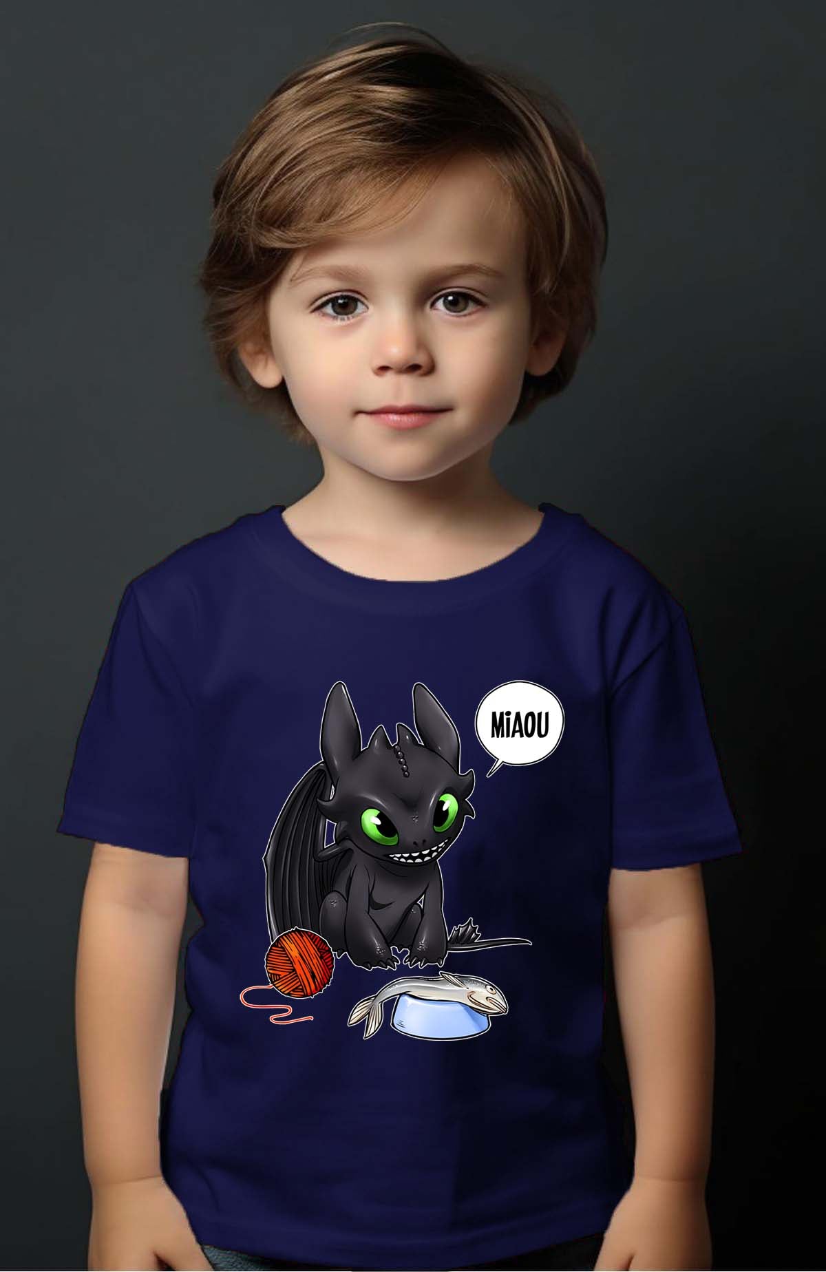 COULEUR:Marine|T-shirt Garçon | miaou pokemon Marine