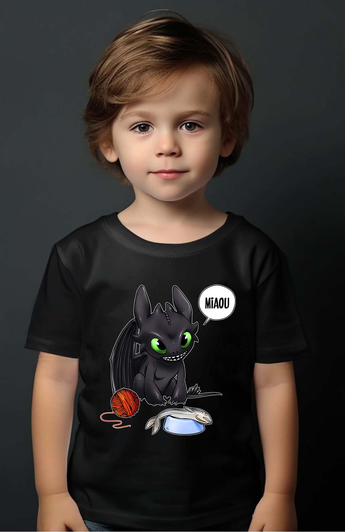 COULEUR:Noir|T-shirt Garçon | miaou pokemon Noir
