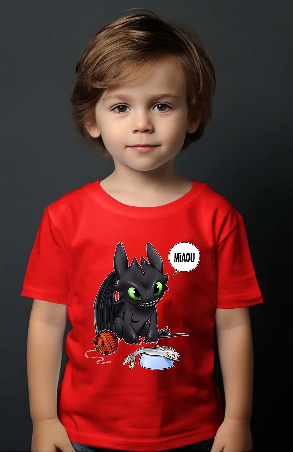 COULEUR:Rouge|T-shirt Garçon | miaou pokemon Rouge
