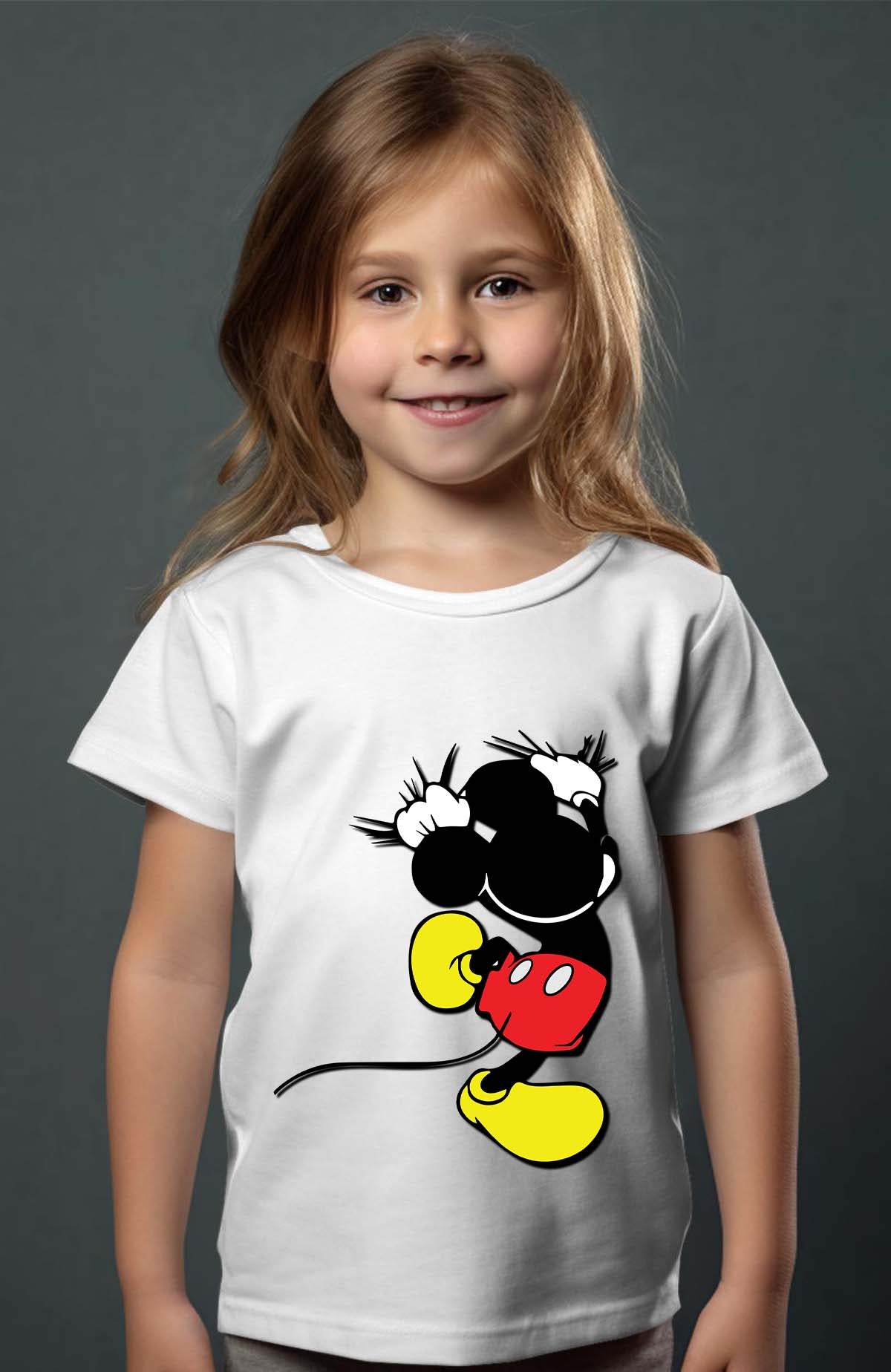 COULEUR:Blanc|T-shirt Fille | mickey dos Blanc