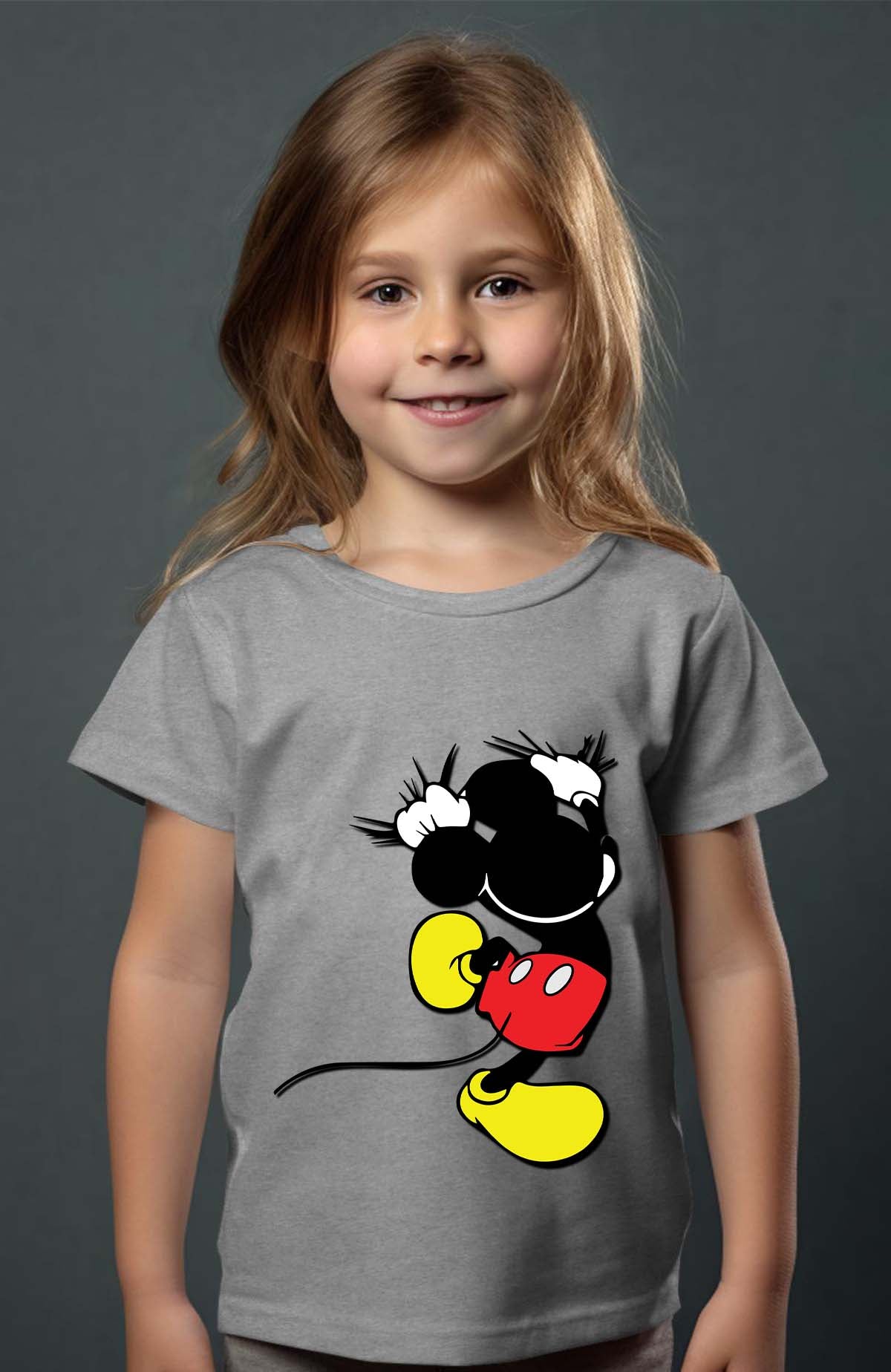 COULEUR:Gris|T-shirt Fille | mickey dos Gris
