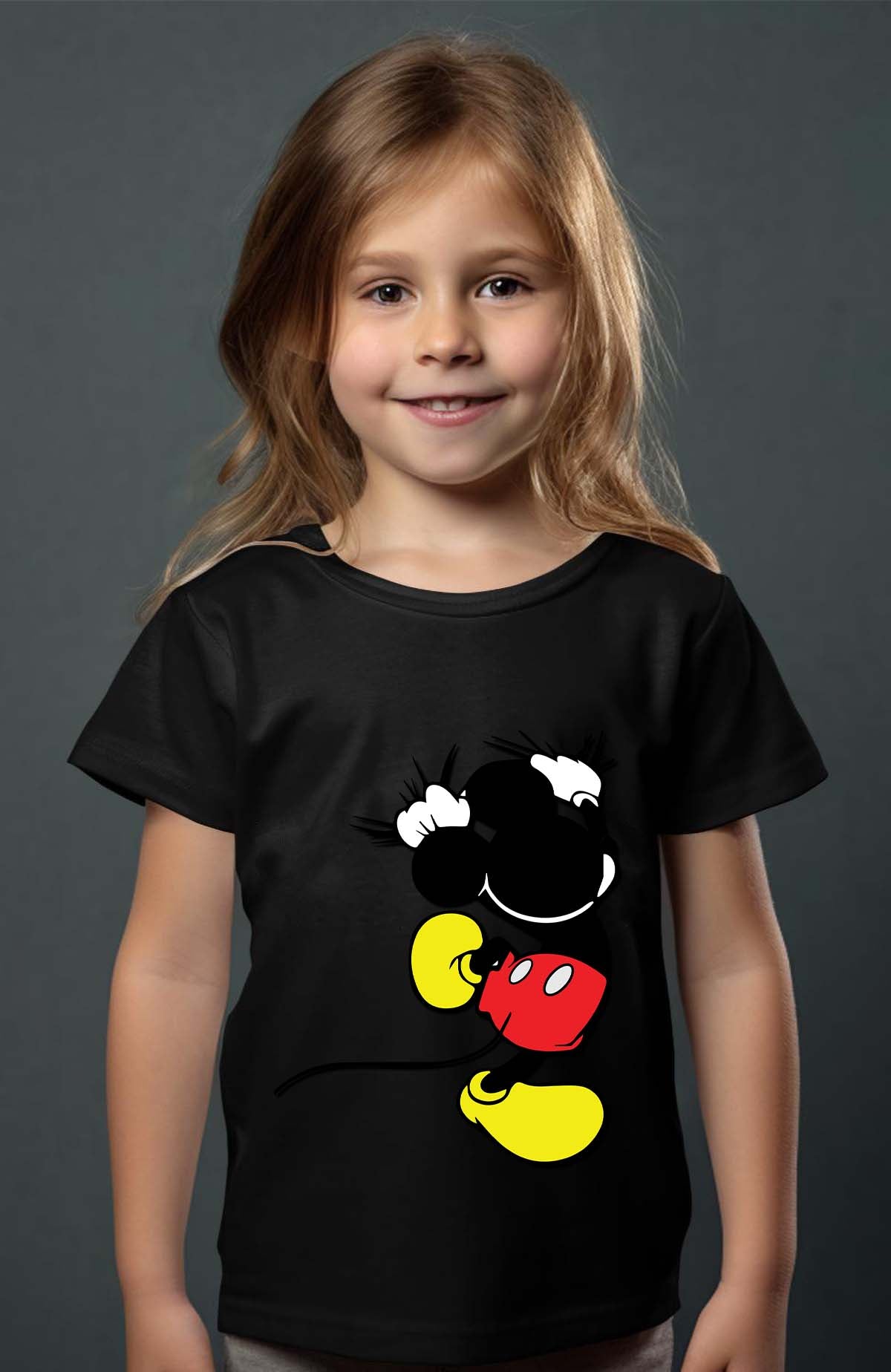 COULEUR:Noir|T-shirt Fille | mickey dos Noir
