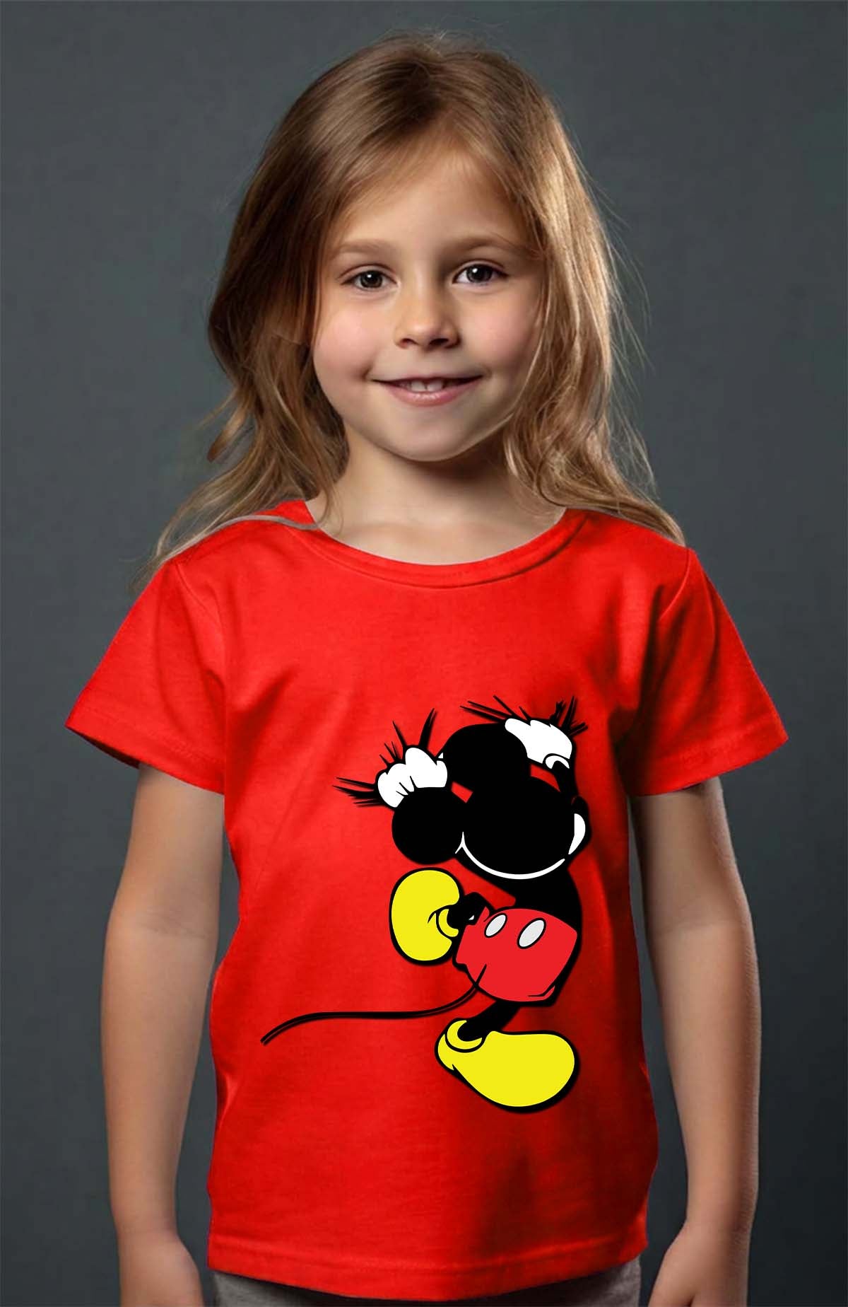COULEUR:Rouge|T-shirt Fille | mickey dos Rouge