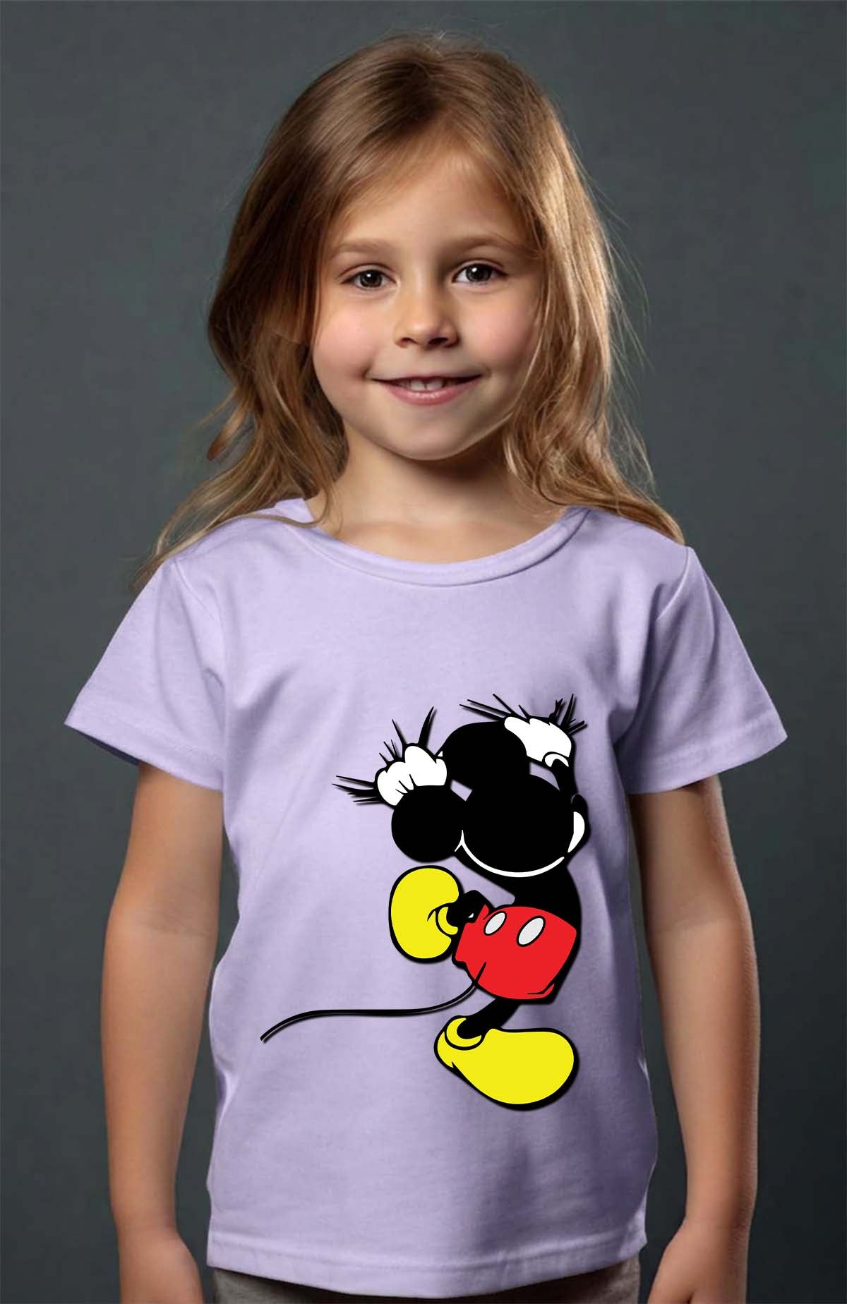 COULEUR:Violet|T-shirt Fille | mickey dos Violet