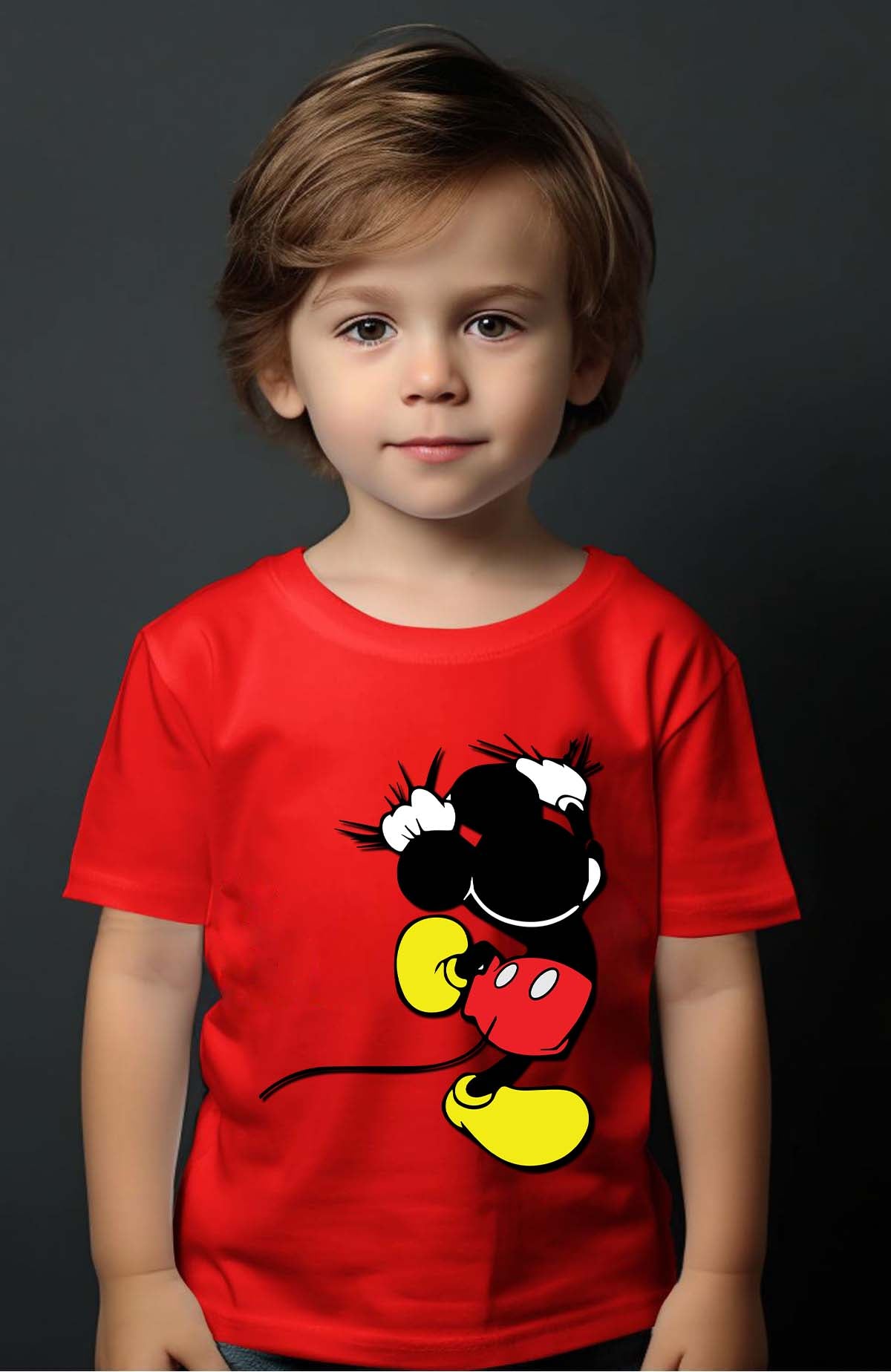 COULEUR:Rouge|T-shirt Garçon | mickey dos Rouge