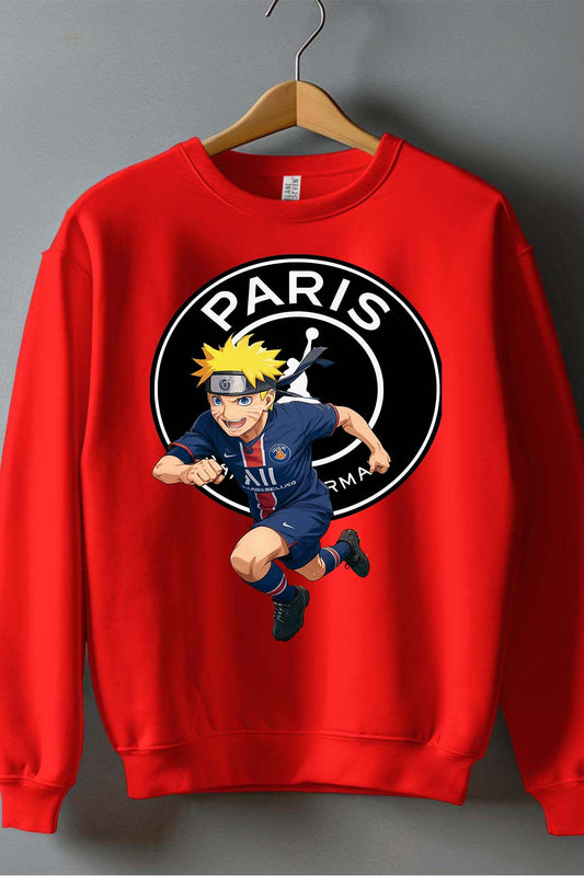 COULEUR:Rouge|Sweat Col Rond Garçon | narut psg Rouge