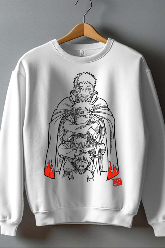 COULEUR:Blanc|Sweat Col Rond Garçon | naruto evolution Blanc