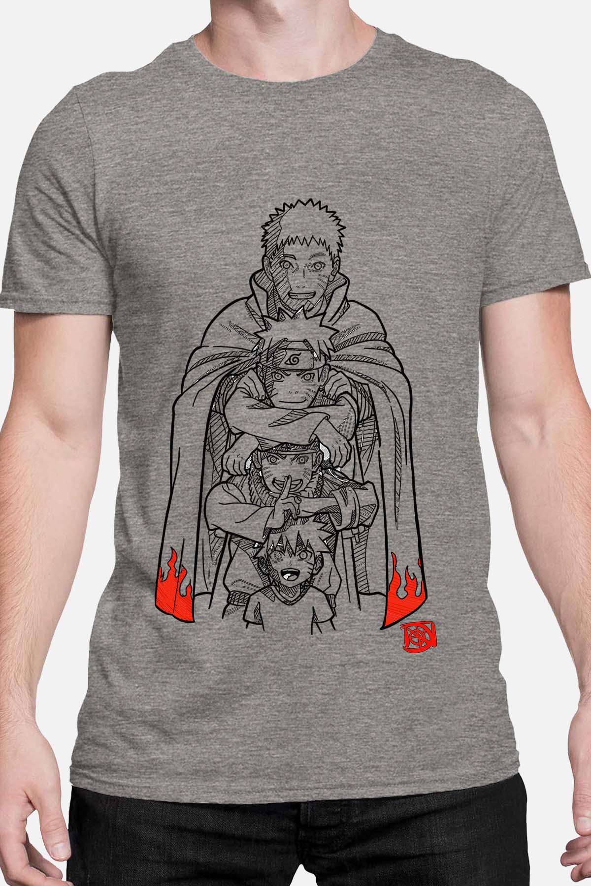 COULEUR:Gris|T-shirt Homme | naruto evolution Gris