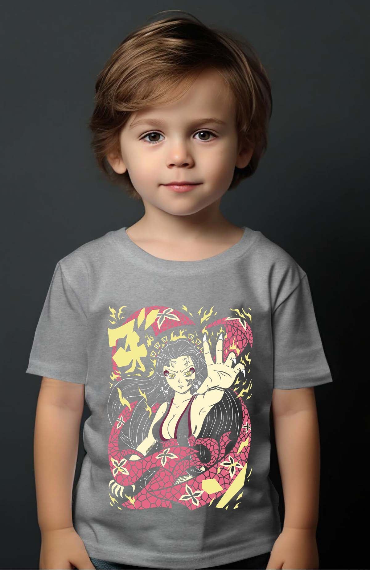 COULEUR:Gris|T-shirt Garçon | nezuko demon 01A Gris