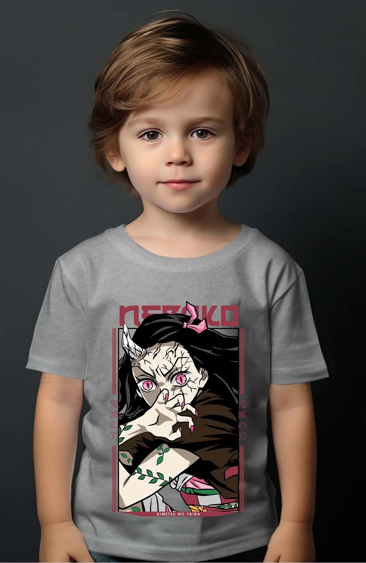 COULEUR:Gris|T-shirt Garçon | nezuko demonio Gris