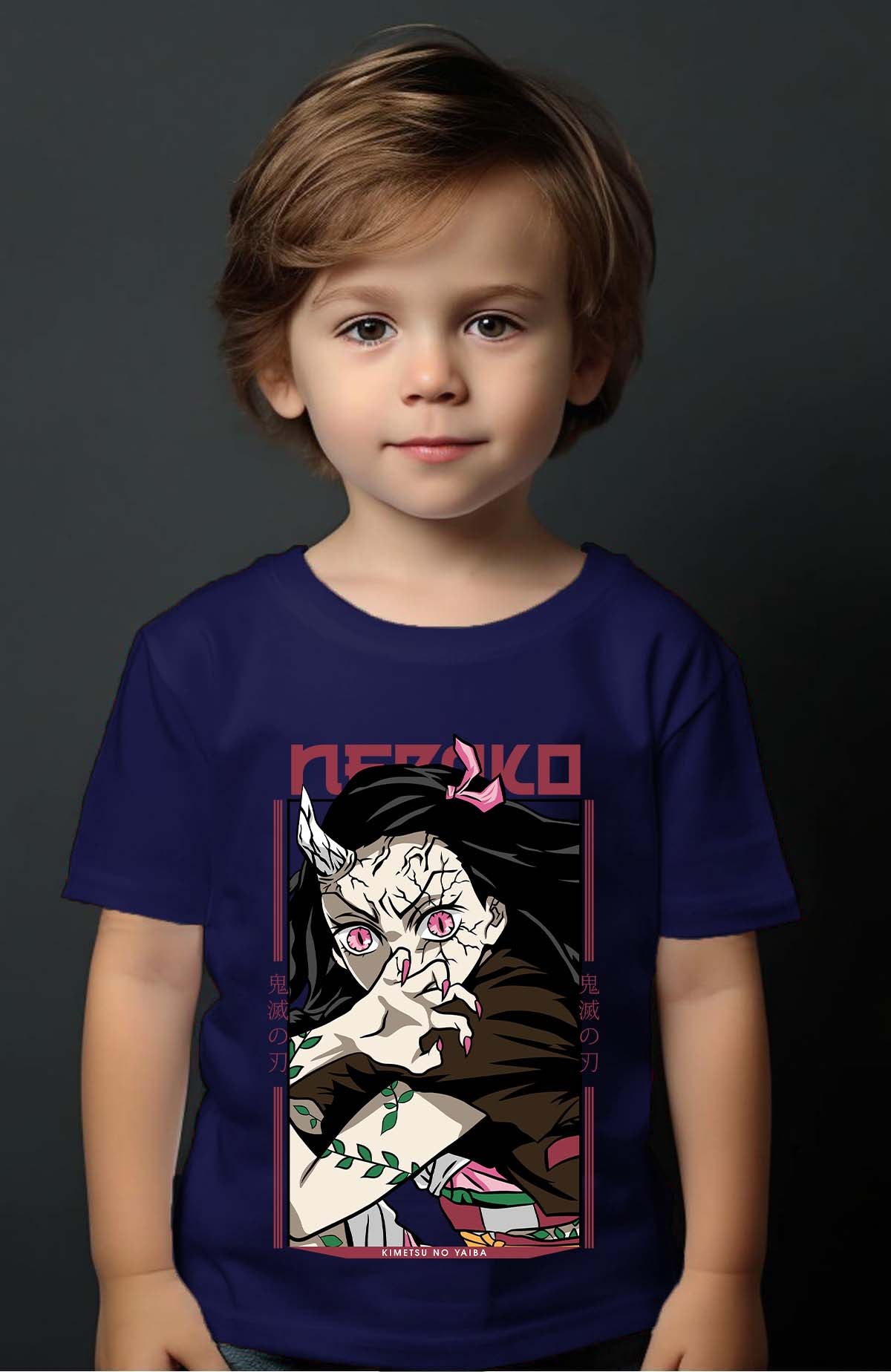 COULEUR:Marine|T-shirt Garçon | nezuko demonio Marine