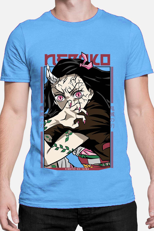 COULEUR:Bleu Ciel|T-shirt Homme | nezuko demonio Bleu Ciel