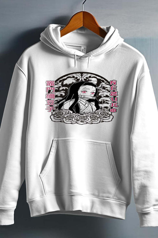 COULEUR:Blanc|Sweat Capuche Garçon | nezuko flores 01A Blanc