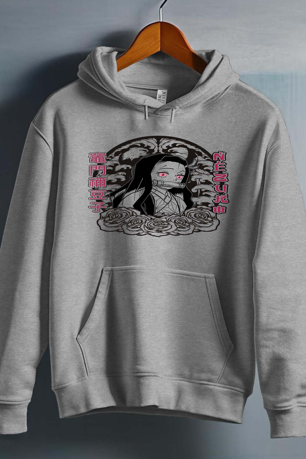 COULEUR:Gris|Sweat Capuche Homme | nezuko flores 01A Gris