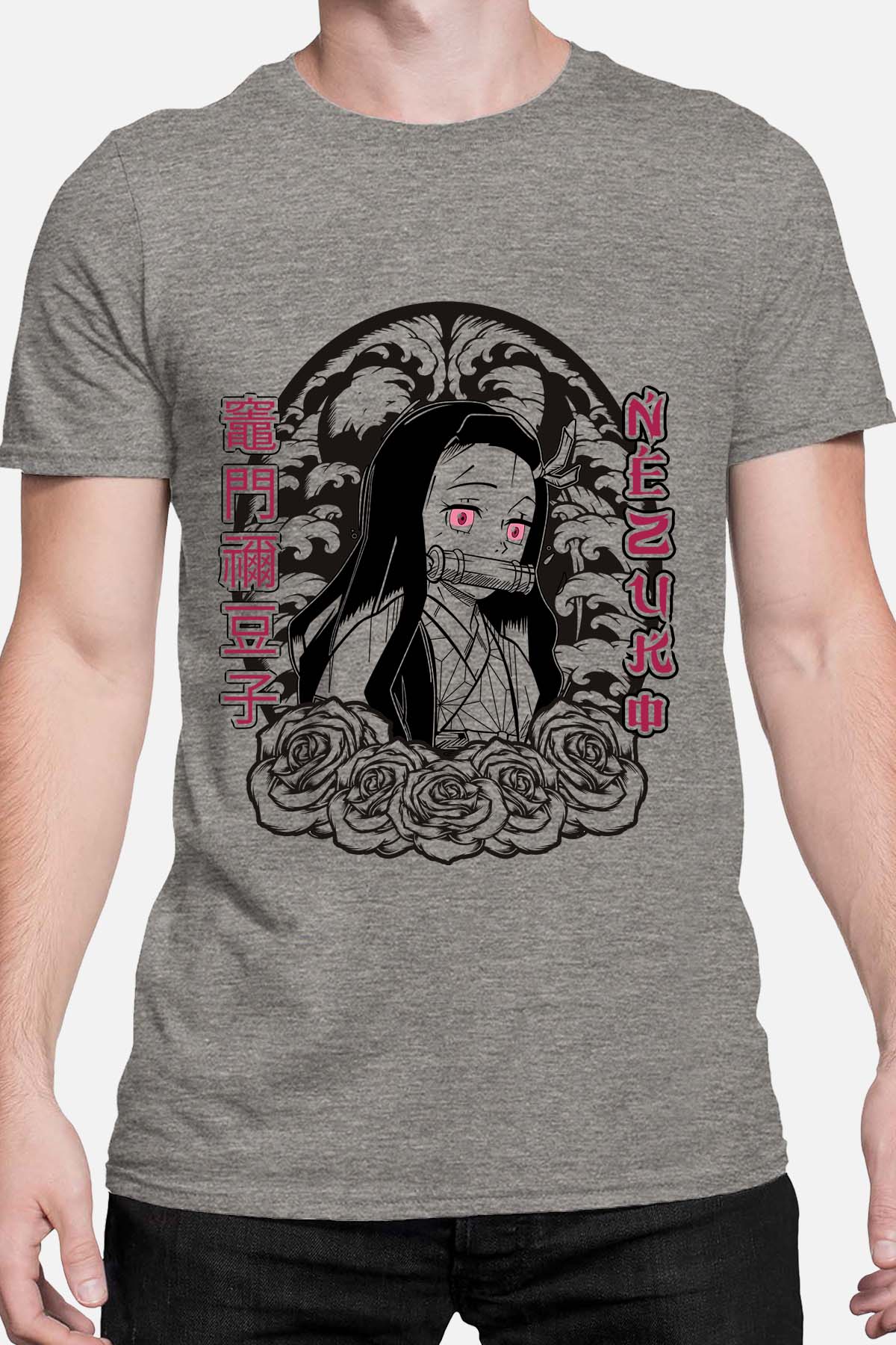 COULEUR:Gris|T-shirt Homme | nezuko flores 01A Gris