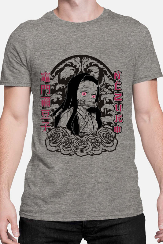 COULEUR:Gris|T-shirt Homme | nezuko flores 01A Gris