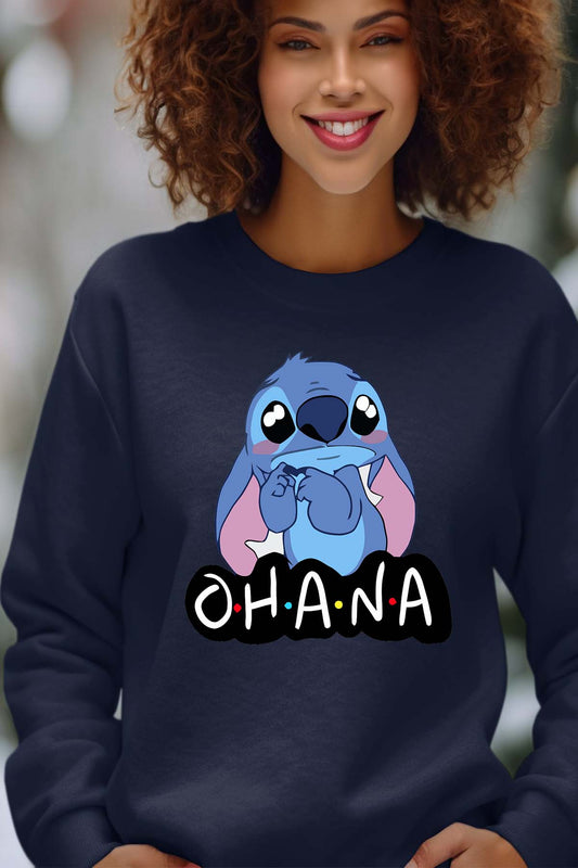 COULEUR:Marine|Sweat Col Rond Femme | ohana stitch triste Marine
