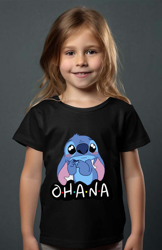 COULEUR:Noir|T-shirt Fille | ohana stitch triste Noir