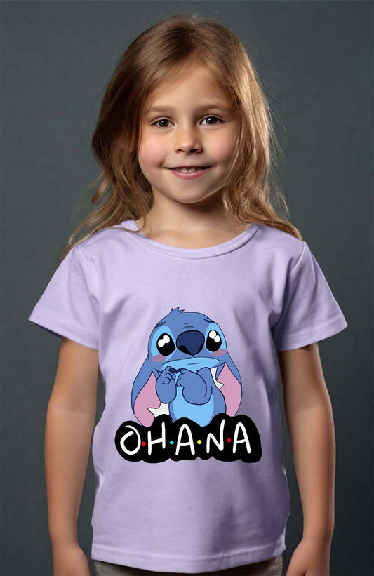 COULEUR:Violet|T-shirt Fille | ohana stitch triste Violet