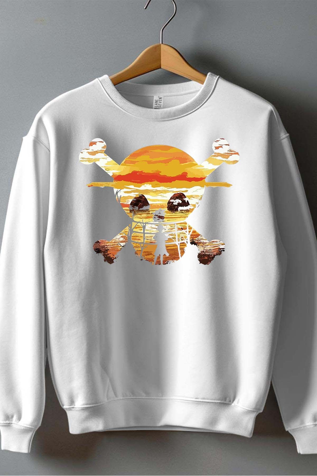 COULEUR:Blanc|Sweat Col Rond Garçon | one piec horizon tee noir Blanc